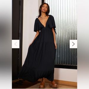 Free People- “La La Maxi Dress”- Size Medium- Navy Blue
